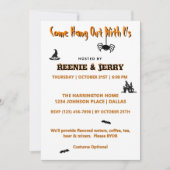 Schattige Minimal Black & Oranje Halloween Party Kaart (Voorkant)