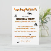 Schattige Minimal Black & Oranje Halloween Party Kaart (Staand voorkant)