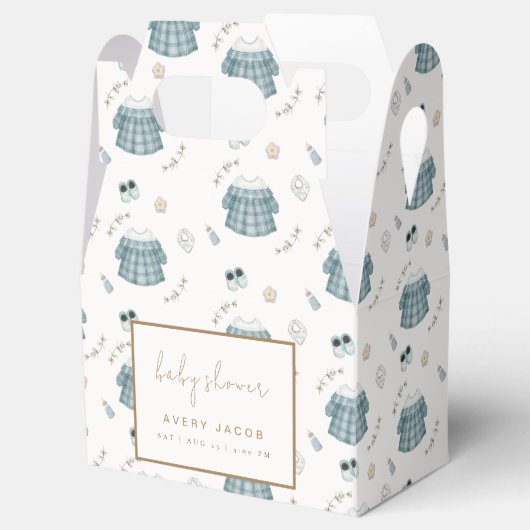 Schattige Minimal Boho Kleding Pattern Baby shower Bedankdoosjes (Geopend)