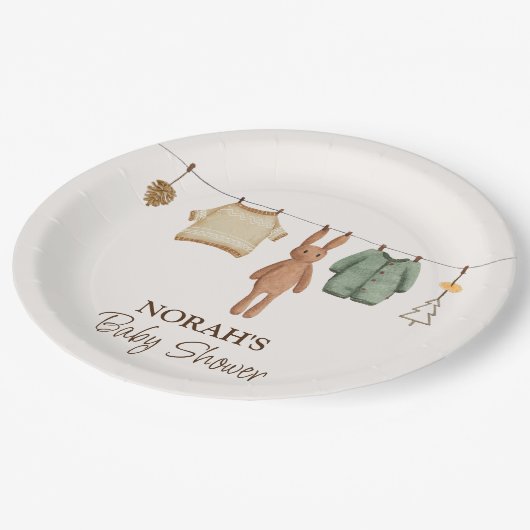 Schattige Minimal Boho Winter Jongenskleding Baby  Papieren Bordje (Gekanteld)