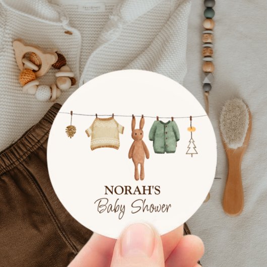 Schattige Minimal Boho Winter Jongenskleding Baby Ronde Sticker