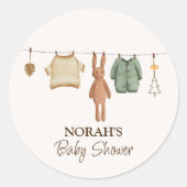 Schattige Minimal Boho Winter Jongenskleding Baby Ronde Sticker (Voorkant)