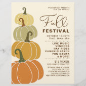 Schattige Minimal Herfst Festival Stacked Pumpkins Flyer (Voorkant)