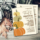 Schattige Minimal Herfst Festival Stacked Pumpkins Flyer