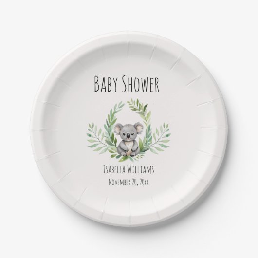 Schattige Minimal Koala Beer Baby shower Papieren Bordje (Voorkant)