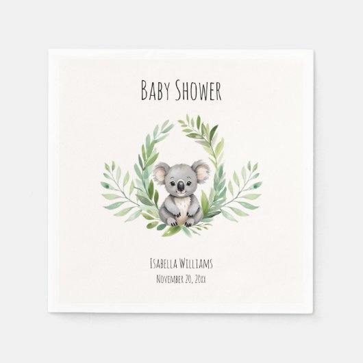 Schattige Minimal Koala Beer Baby shower Servet (Voorkant)