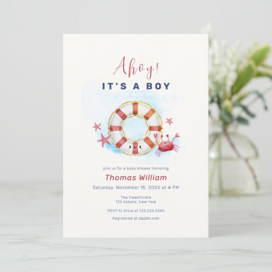 Schattige Minimal Nautical Crab Starfish Baby show Kaart (Staand voorkant)