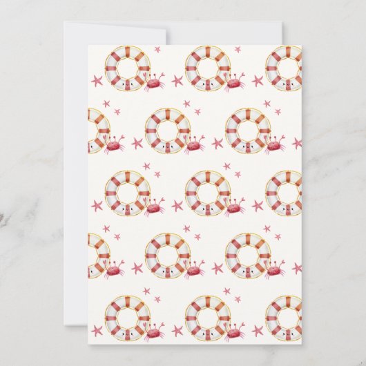 Schattige Minimal Nautical Crab Starfish Baby show Kaart (Achterkant)