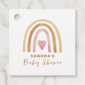 Schattige Minimal Neutral Boho Rainbow Baby shower Bedankjes Labels (Voorkant)