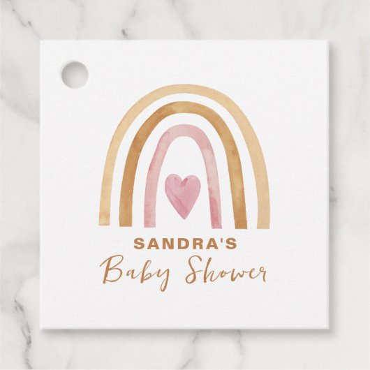 Schattige Minimal Neutral Boho Rainbow Baby shower Bedankjes Labels (Voorkant)