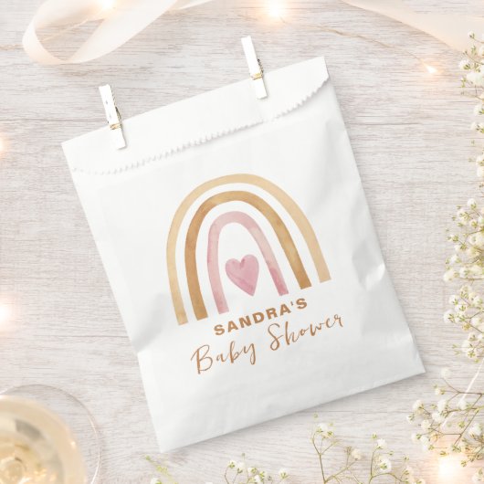 Schattige Minimal Neutral Boho Rainbow Baby shower Bedankzakje (Geknipt)