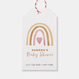 Schattige Minimal Neutral Boho Rainbow Baby shower Cadeaulabel
