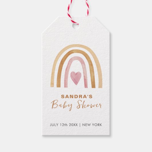 Schattige Minimal Neutral Boho Rainbow Baby shower Cadeaulabel (Voorkant)