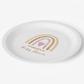 Schattige Minimal Neutral Boho Rainbow Baby shower Papieren Bordje (Gekanteld)