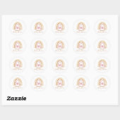 Schattige Minimal Neutral Boho Rainbow Baby shower Ronde Sticker (Vel)