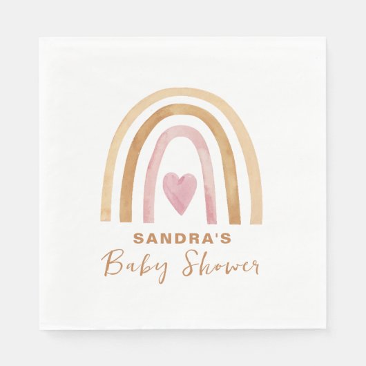 Schattige Minimal Neutral Boho Rainbow Baby shower Servet (Voorkant)