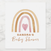 Schattige Minimal Neutral Boho Rainbow Baby shower Wijn Etiket (Enkel label)