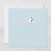 Schattige minimal ooievaar girly baby shower kaart (Achterkant)