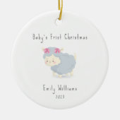 Schattige Minimal Sheep Photo Baby's Frist Christm Keramisch Ornament (Voorkant)