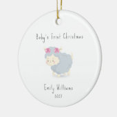 Schattige Minimal Sheep Photo Baby's Frist Christm Keramisch Ornament (Links)