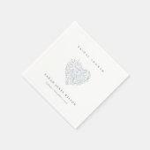 Schattige Minimale Donkerblauwe Bloemhart Bruidsdo Servet (Hoek)