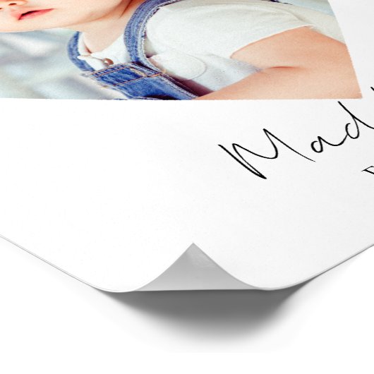 Schattige minimalistisch hart foto eerste verjaard poster (Hoek)