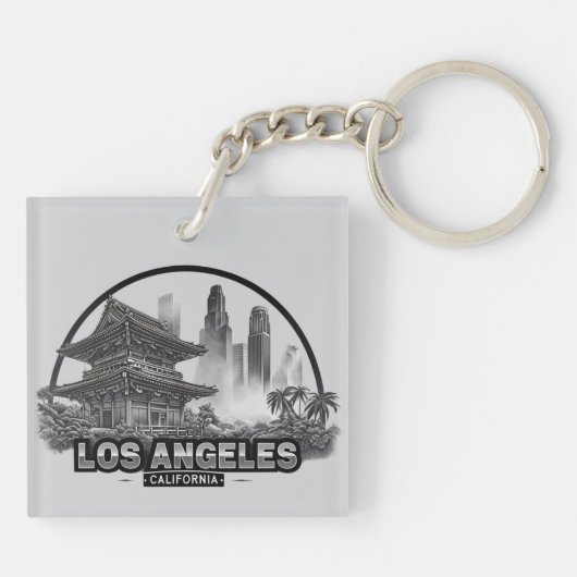 Schattige minimalistisch Los Angeles City Californ Sleutelhanger (Achterkant)