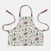 Schattige minimalistisch Nordic Village kerstpatro Schort (Voorkant)