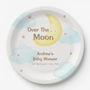Schattige minimalistisch over de maan Baby shower Papieren Bordje
