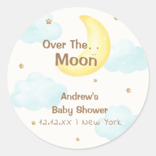 Schattige minimalistisch over de maan Baby shower Ronde Sticker
