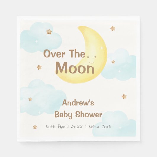 Schattige minimalistisch over de maan Baby shower Servet (Voorkant)