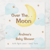 Schattige minimalistisch over de maan Baby shower Wijn Etiket (Enkel label)