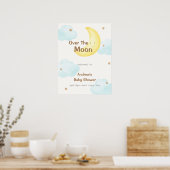 Schattige minimalistisch over the moon Baby shower Poster (Keuken)