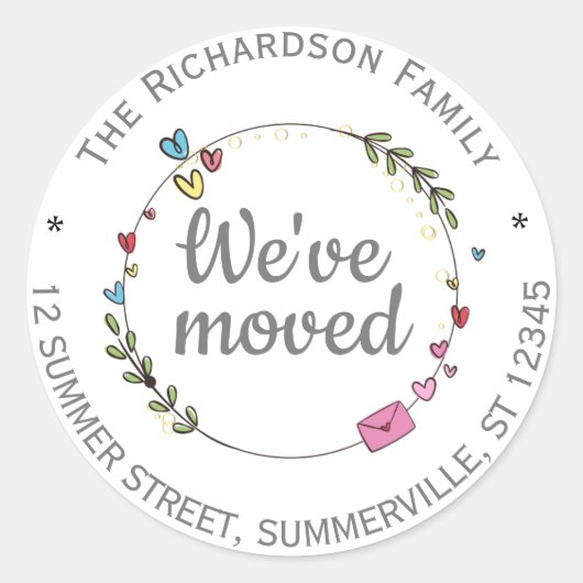 Schattige minimalistisch We hebben adreswijziging Ronde Sticker (Voorkant)