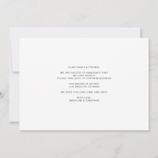 Schattige minimalistisch We hebben nieuwe huisfoto Aankondiging (Achterkant)