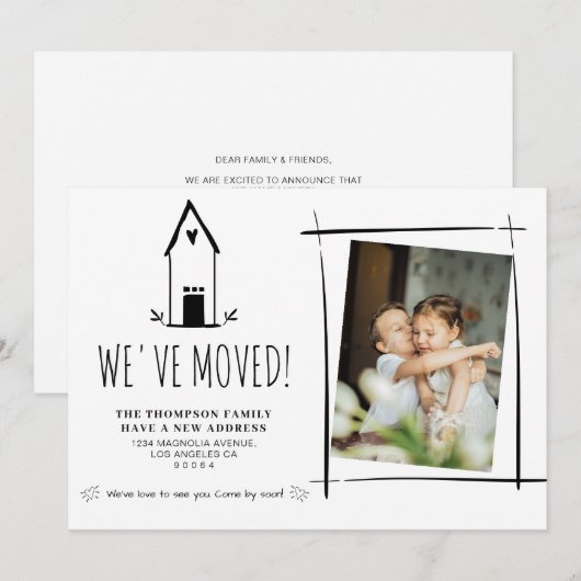 Schattige minimalistisch We hebben nieuwe huisfoto Aankondiging (Voorkant / Achterkant)