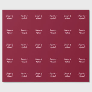 Schattige Minimalistische Burgundy Rood Calligrafi Cadeaupapier