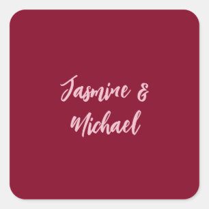 Schattige Minimalistische Burgundy Rood Calligrafi Vierkante Sticker