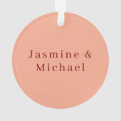 Schattige Minimalistische Diep Rode & Perzik Eigen Ornament (achterkant)