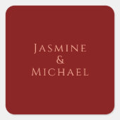 Schattige Minimalistische Diep Rode & Perzik Eigen Vierkante Sticker (Voorkant)