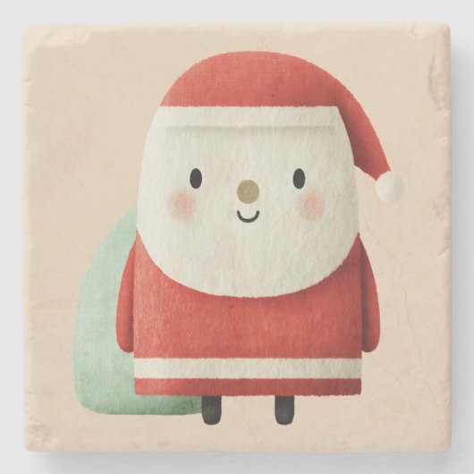 Schattige Minimalistische Kerstman Stenen Onderzetter (Voorkant)