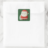 Schattige Minimalistische Kerstman Vierkante Sticker (Tas)