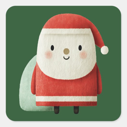 Schattige Minimalistische Kerstman Vierkante Sticker (Voorkant)