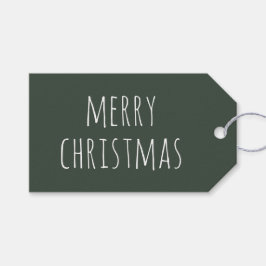 Schattige Minimalistische Kerstmis | Diep bosgroen Cadeaulabel