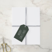 Schattige Minimalistische Kerstmis | Diep bosgroen Cadeaulabel (Met Touw)