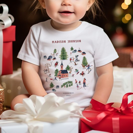 Schattige minimalistische Noordse winterdorp Kerst