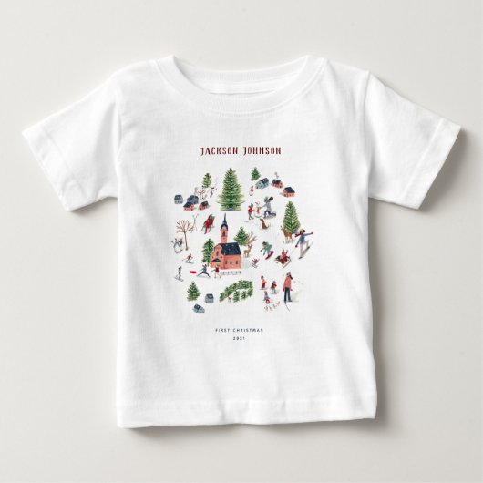 Schattige minimalistische Noordse winterdorp Kerst (Voorkant)
