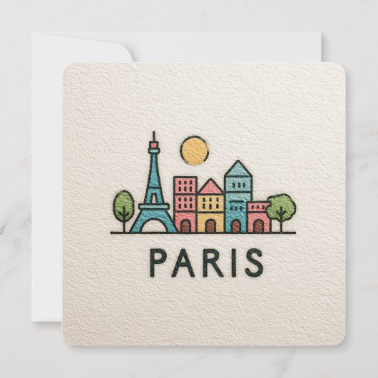 Schattige Minimalistische Parijse Skyline Feestdagenkaart (Voorkant)