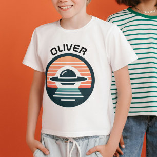 Schattige minimalistische UFO bij zonsondergang T-shirt