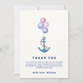 Schattige minimum nautisch anker ballon Baby showe Bedankkaart (Voorkant)